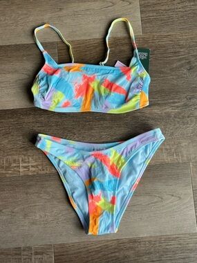 Wild Fable Multicolor Tie-Dye Two-Piece Swim Set